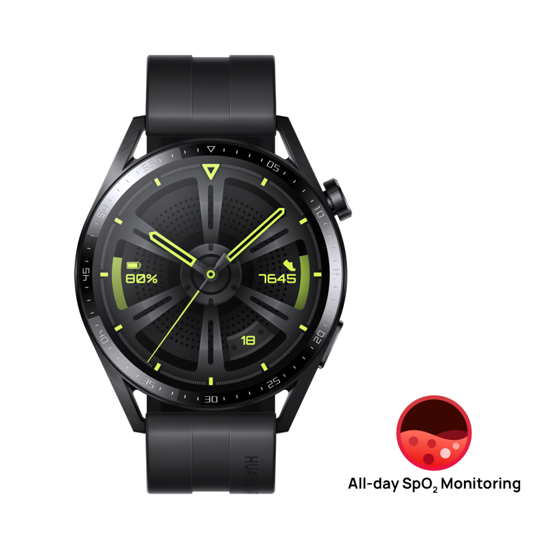 HUAWEI WATCH GT 3 46mm Active Noir / GPS / Bluetooth 5.1 / Microphone / Charge sans fil