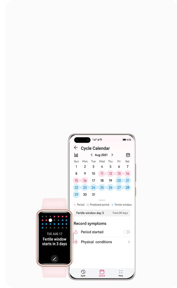 HUAWEI Watch Fit New + Seguimiento de ciclo menstrual HUAWEI Watch Fit New + Seguimiento de ciclo menstrual