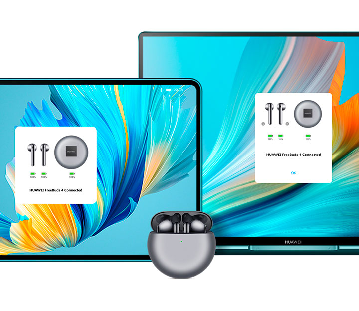 HUAWEI Freebuds 4 + Indicador de emparejamiento automático + Conexiones simultáneas HUAWEI Freebuds 4 + Indicador de emparejamiento automático + Conexiones simultáneas